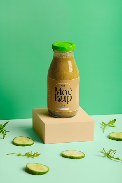 PSD healthy and nutritious green drink mock-up