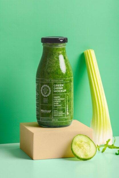 PSD healthy and nutritious green drink mock-up