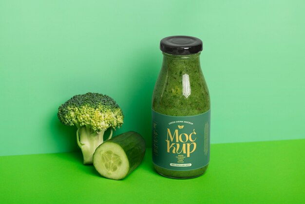 PSD healthy and nutritious green drink mock-up