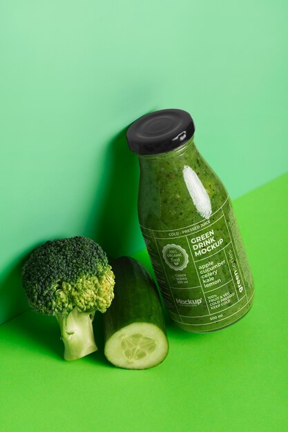 PSD healthy and nutritious green drink mock-up