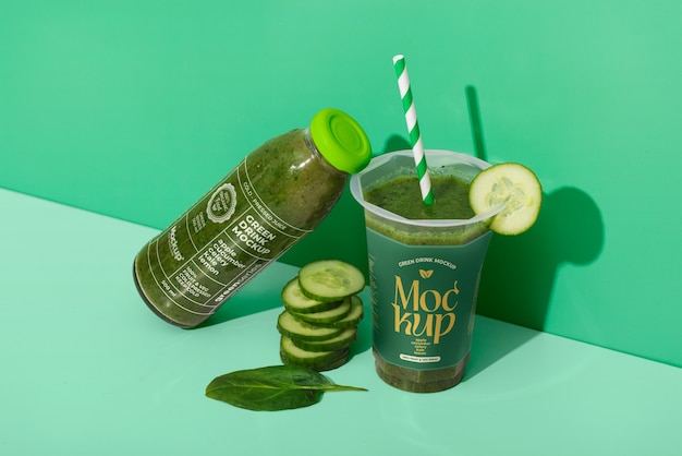 PSD healthy and nutritious green drink mock-up