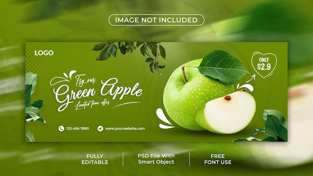 PSD design del modello di copertina di facebook per la promozione della vendita di frutta biologica sana