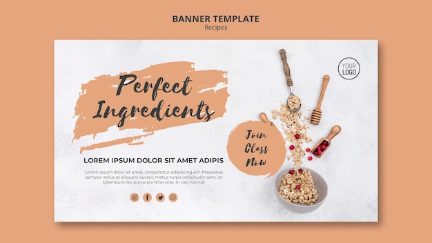 PSD healthy recipes banner template