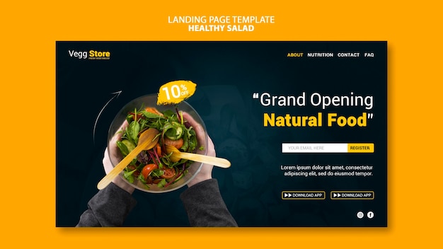 PSD healthy salad landing page template