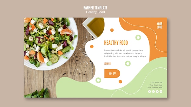 PSD healthy salad and parsley banner template