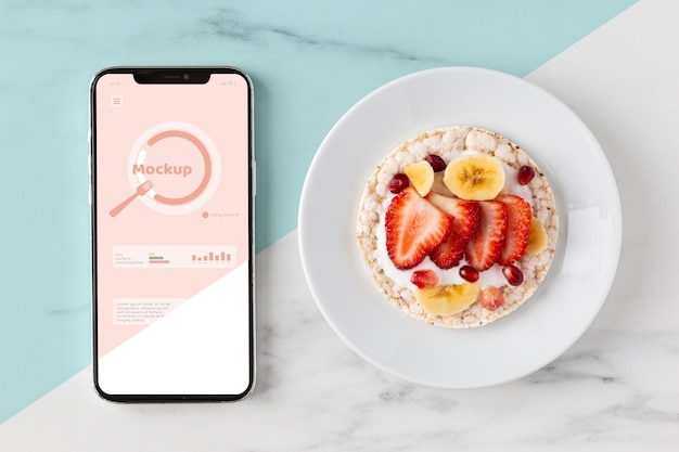 PSD healthy snack and smartphone