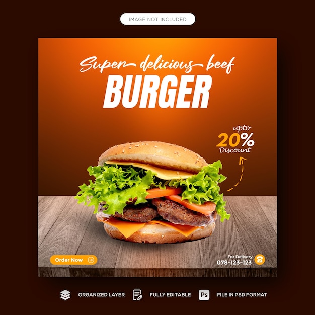 PSD healthy special food menu promotion social media flyer or instagram post template