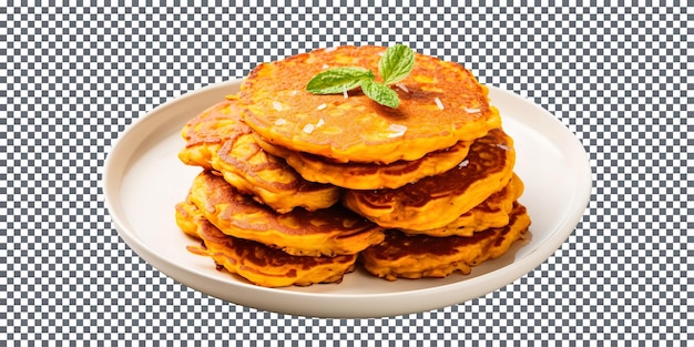 PSD healthy sweet potatoes pancakes isolated on transparent background