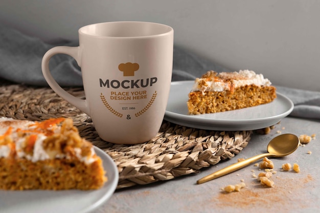 Healthy sweet recipe with mock-up mug