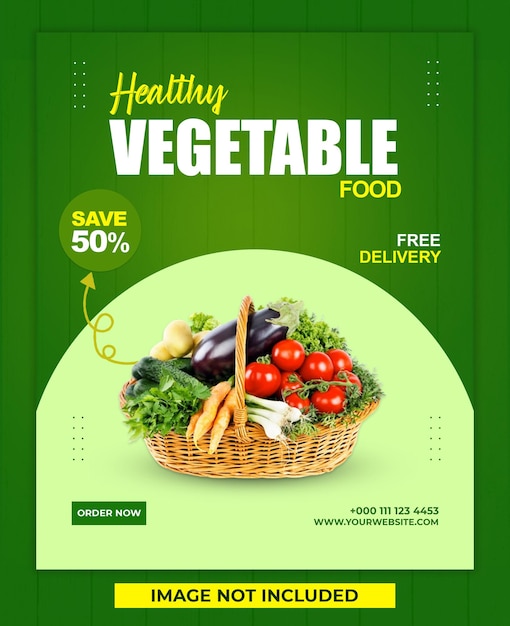 PSD healthy vegetable food poster design template