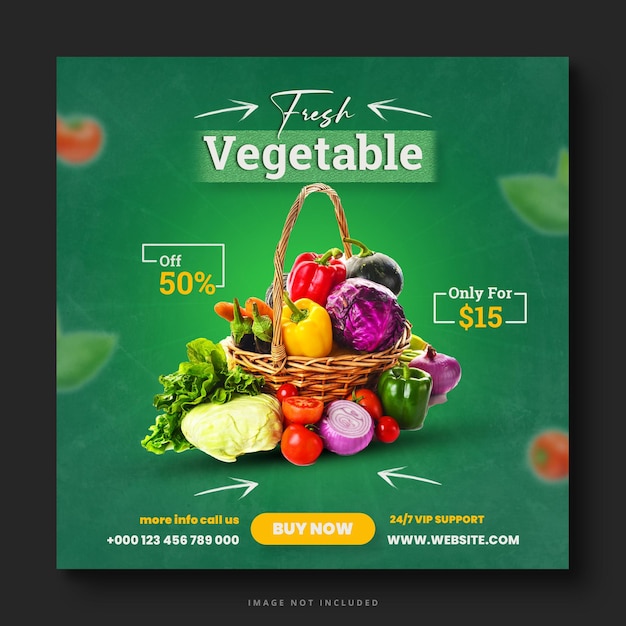 Healthy Vegetable social media post and web banner template design