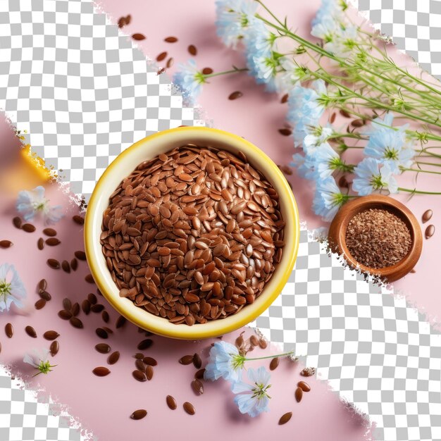 PSD healthy vegetarian nutritional additive made from isolated flaxseed a bunch of linum usitatissimum transparent background