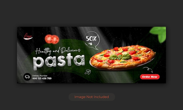 Healty food menu and social media facebook cover banner template