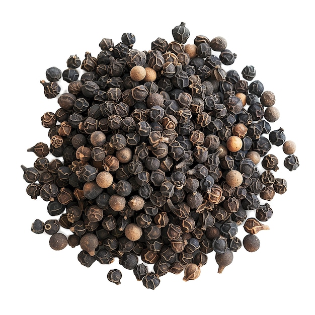 PSD heap of black pepper isolated on transparent background