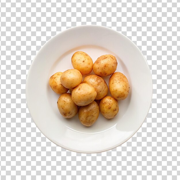 PSD a heap of potato white plate isolated on transparent background