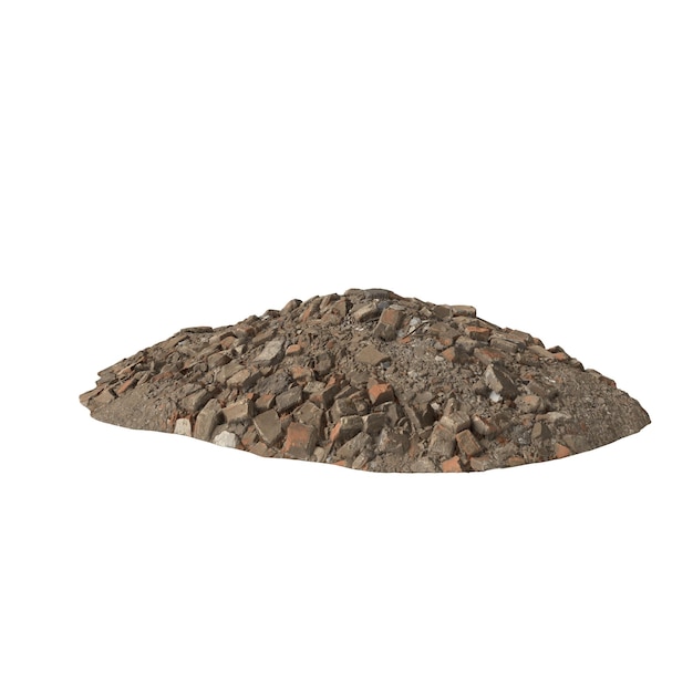 Heap of rubble and debris isolated transparent background 3d rendering