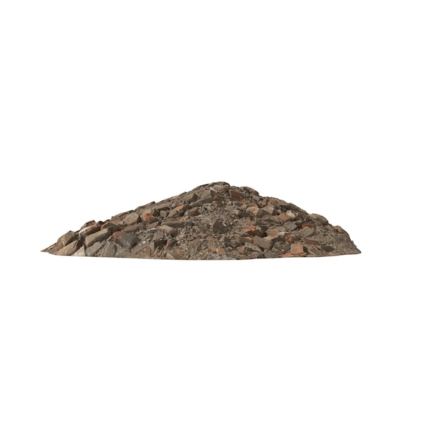 PSD heap of rubble and debris isolated transparent background 3d rendering