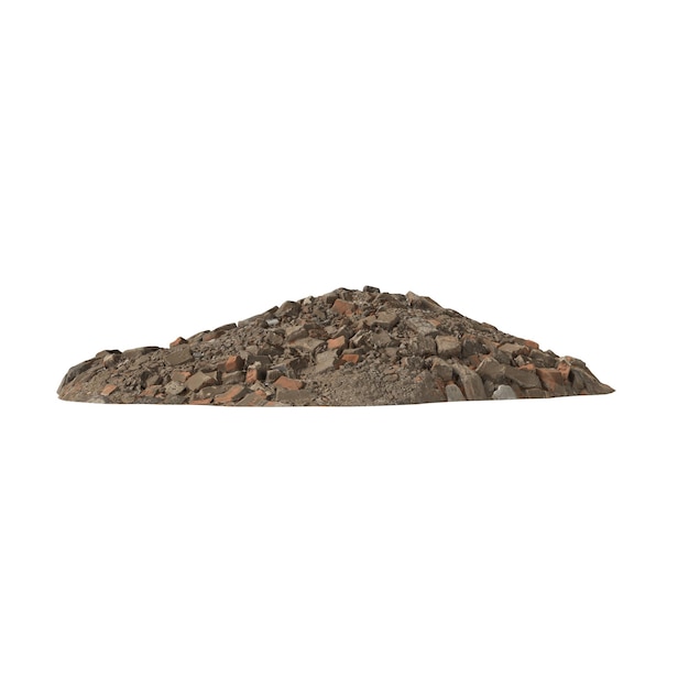 PSD heap of rubble and debris isolated transparent background 3d rendering