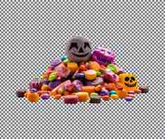 PSD heap tasty candies treat isolated on transparent background