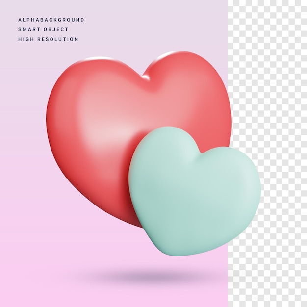 PSD heart 3d icon illustration