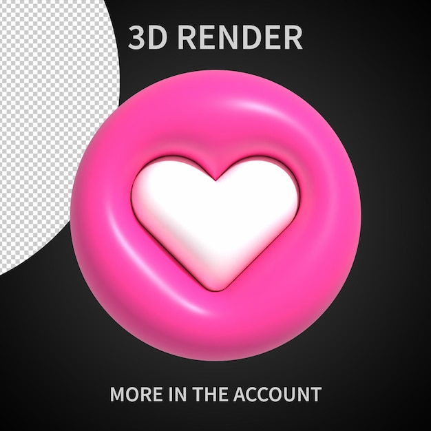 透明な背景にハート 3 D アイコン
