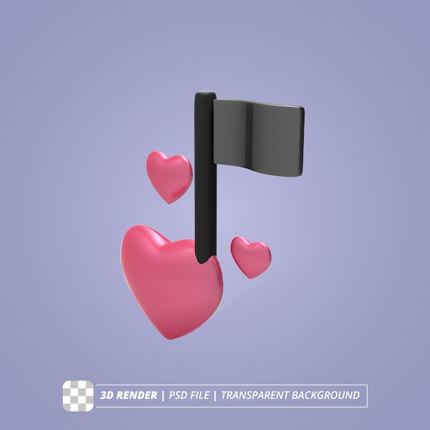 PSD heart not 3d render isolated images