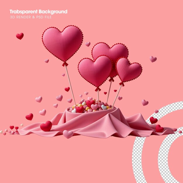 Heart 3d render transparent background