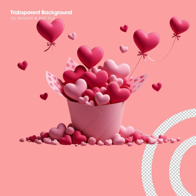 PSD heart 3d render transparent background