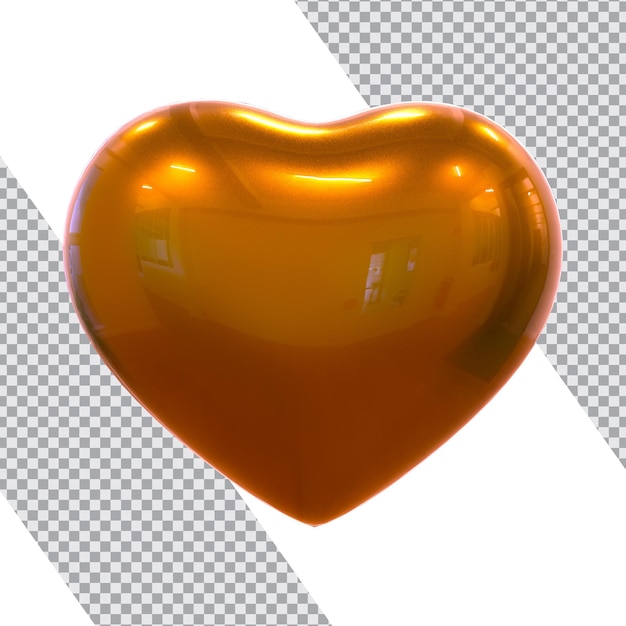 PSD heart 3d render transparent background