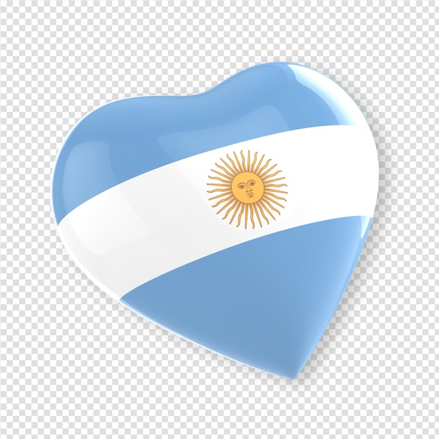 Heart in 3d render with flag of argentina