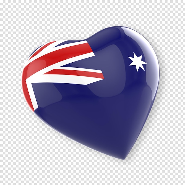 PSD heart in 3d render with flag of australia
