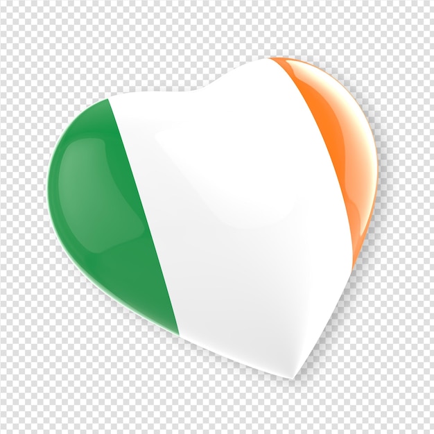 PSD cuore in rendering 3d con bandiera dell'irlanda