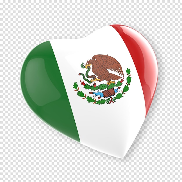 Heart in 3d render with flag of mexico