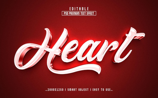 Heart 3d text effect styl