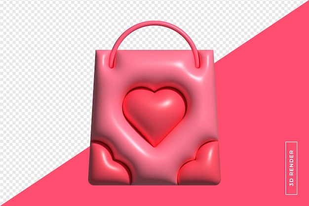 PSD heart bag 3d render