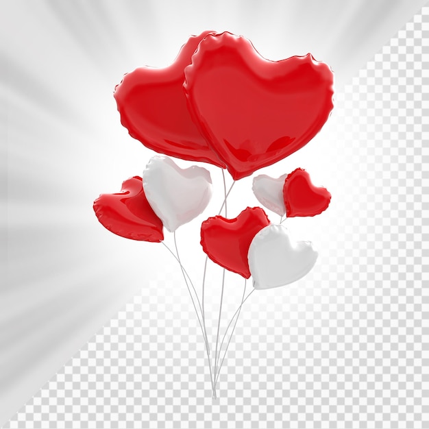 PSD heart balloon 3d render