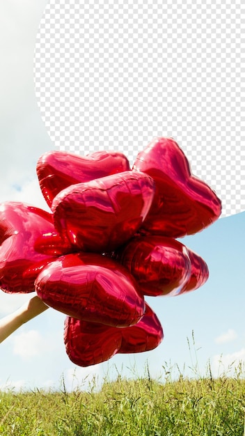 PSD heart balloons png background