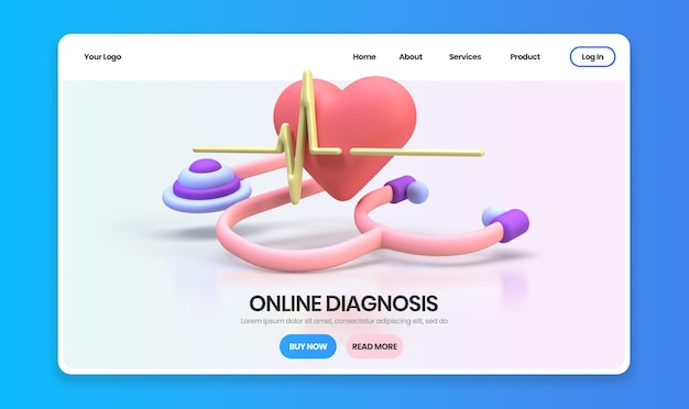 Heart beat concept illustration Landing page template for background