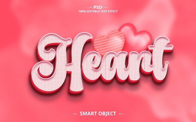 PSD heart best creative psd editable text effect design with elements