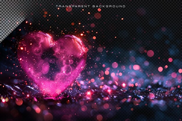 PSD heart bokeh pink overlay on transparent background