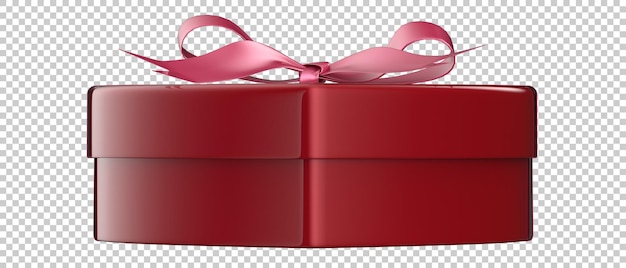 Heart box with ribbon isolated on transparent background 3d rendering illustration