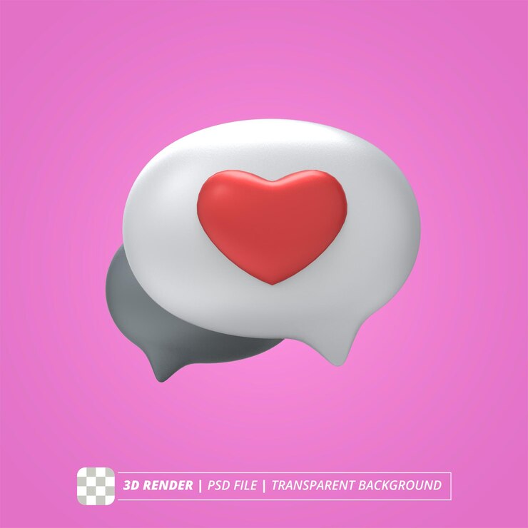 PSD heart bubble chat 3d render