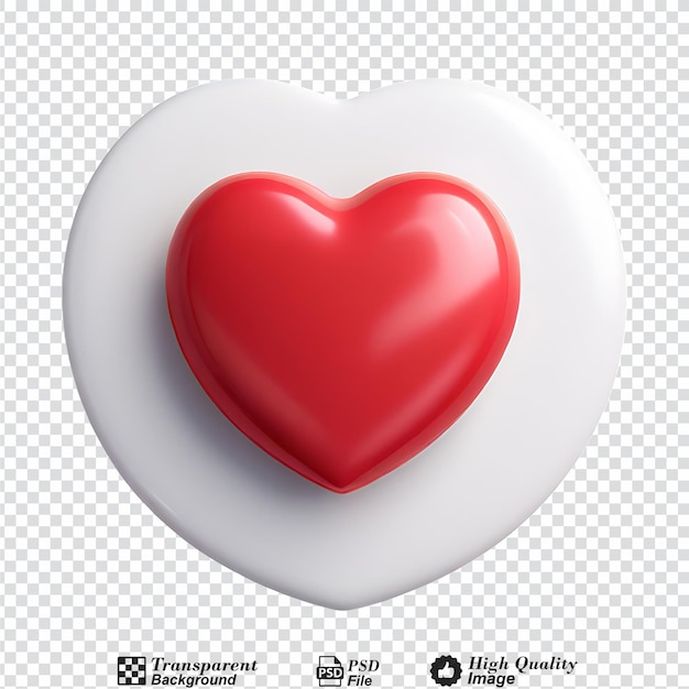 심장 버튼은 투명한 배경에 고립되어 있습니다.