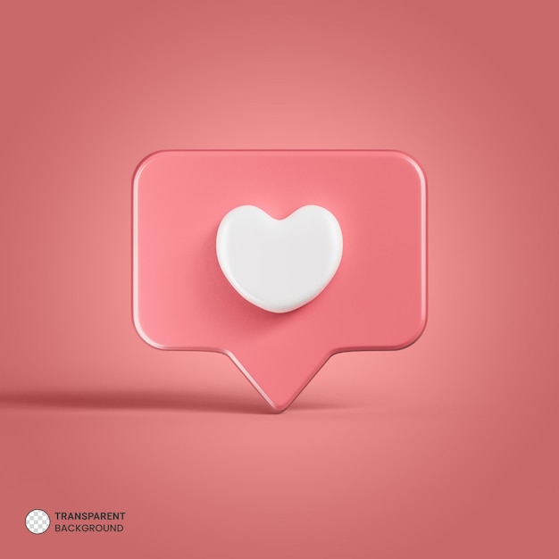 PSD heart chat bubble minimal isolated 3d render illustration