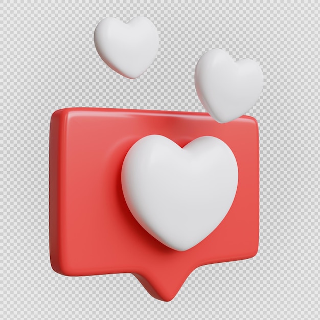 PSD heart chat bubble minimal isolated backgroundwith clipping path3d rendering