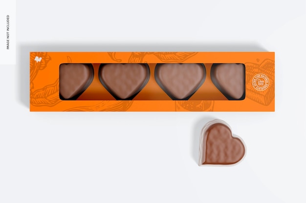 Heart chocolate box mockup bovenaanzicht