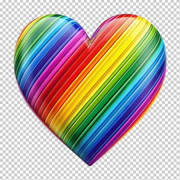 PSD cuore di strisce colorate su uno sfondo trasparente