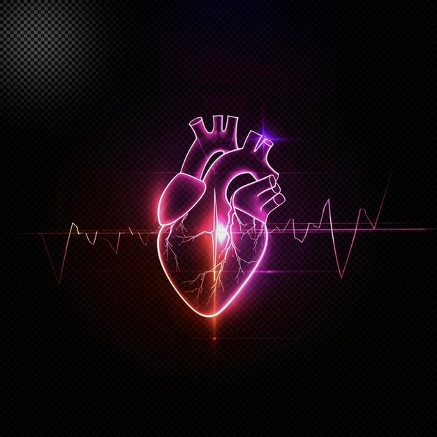 PSD heart eco pulse light effect transparent background