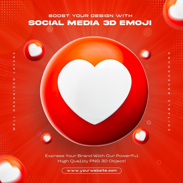 PSD heart emoji icon isolated 3d render illustration