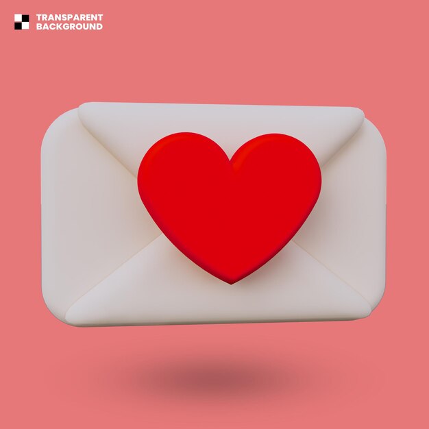 PSD heart envelope 3d icon isolated